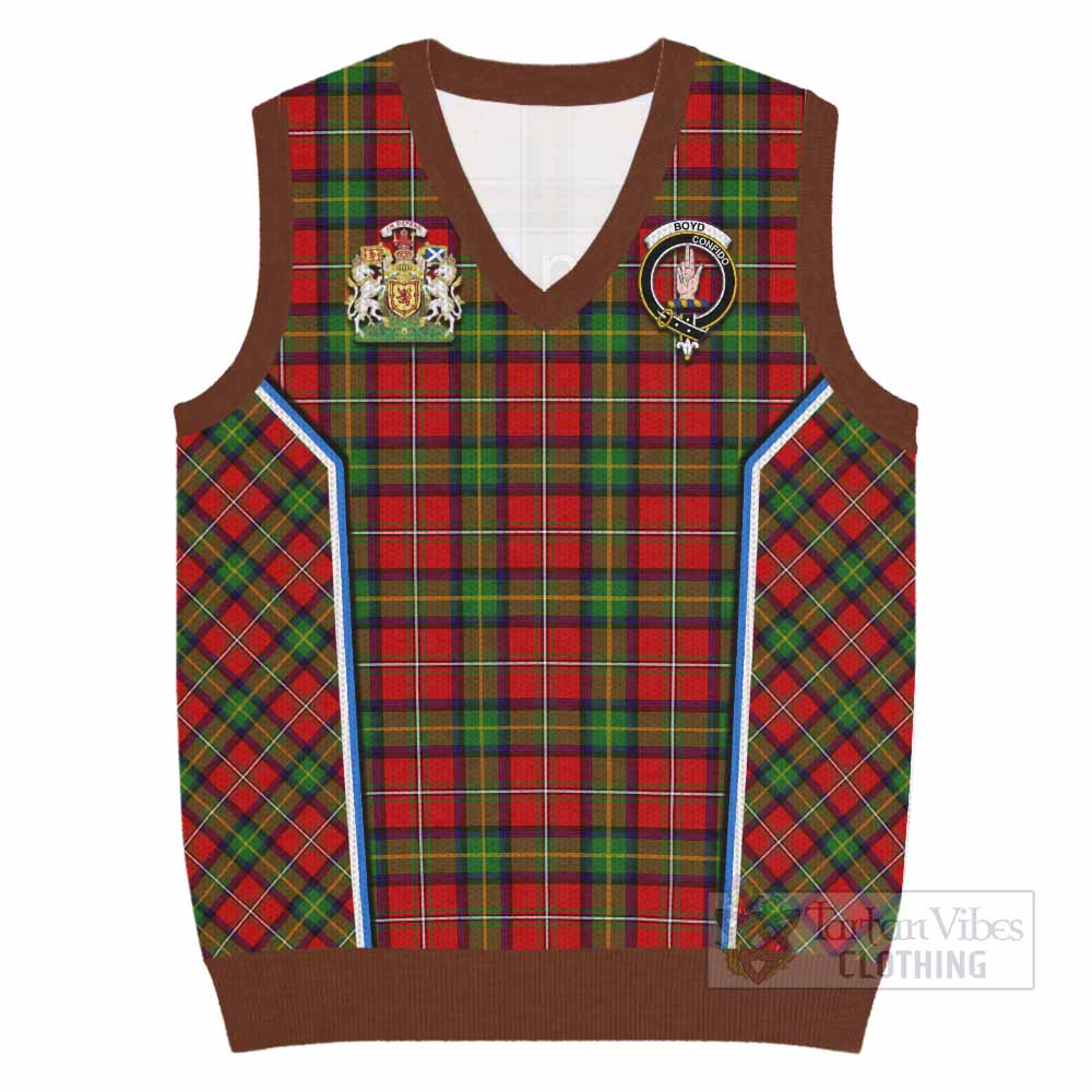 Boyd Tartan Crest Knitted V-Neck Vest Scotland Coat of Arm Flag Style - Tartan Vibes Clothing