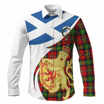 Boyd Tartan Crest Lion Rampant Long Sleeve Button Shirts Classic Scottish Style Men's Shirt S - Tartan Vibes Clothing