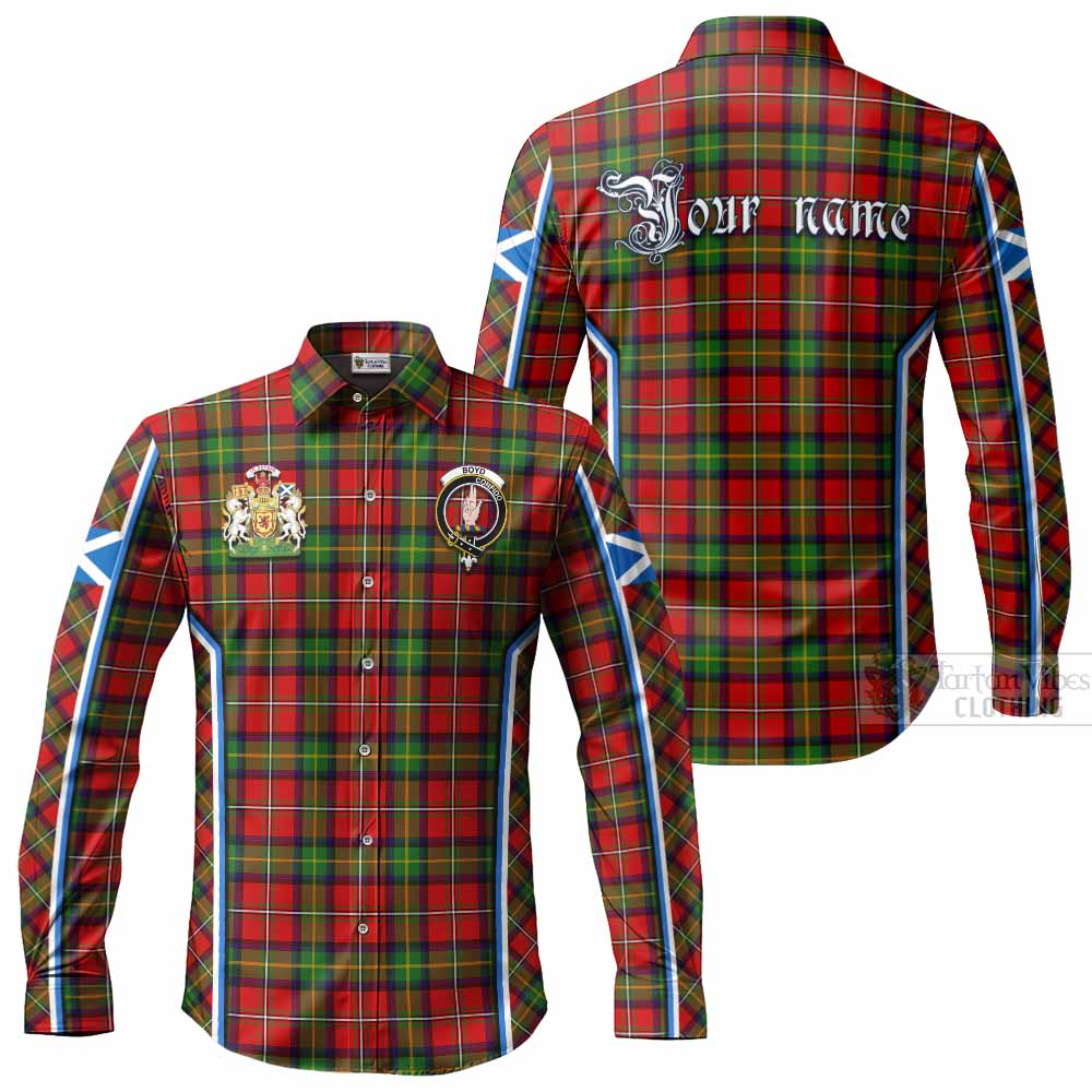 Boyd Tartan Crest Long Sleeve Button Shirts Scotland Coat of Arm Flag Style - Tartan Vibes Clothing