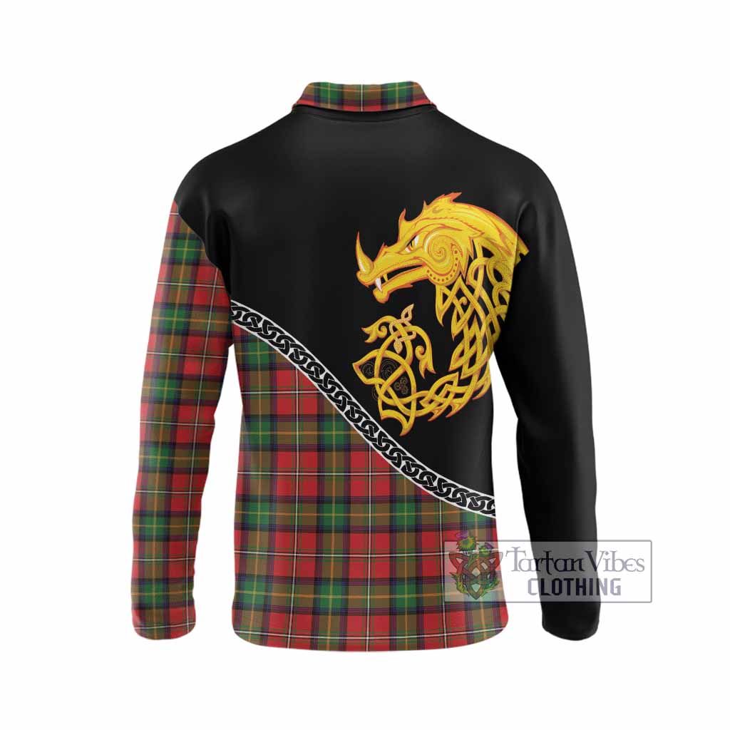 Boyd Tartan Crest Long Sleeve Polo Shirt Legendary Dragon Knot Half Style