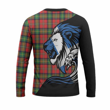 Boyd Tartan Crest Long Sleeve T-Shirt Scottish Golden Lions Wave Flow