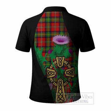 Boyd Tartan Crest Polo Shirt Celtic Cross Thistle Flowers