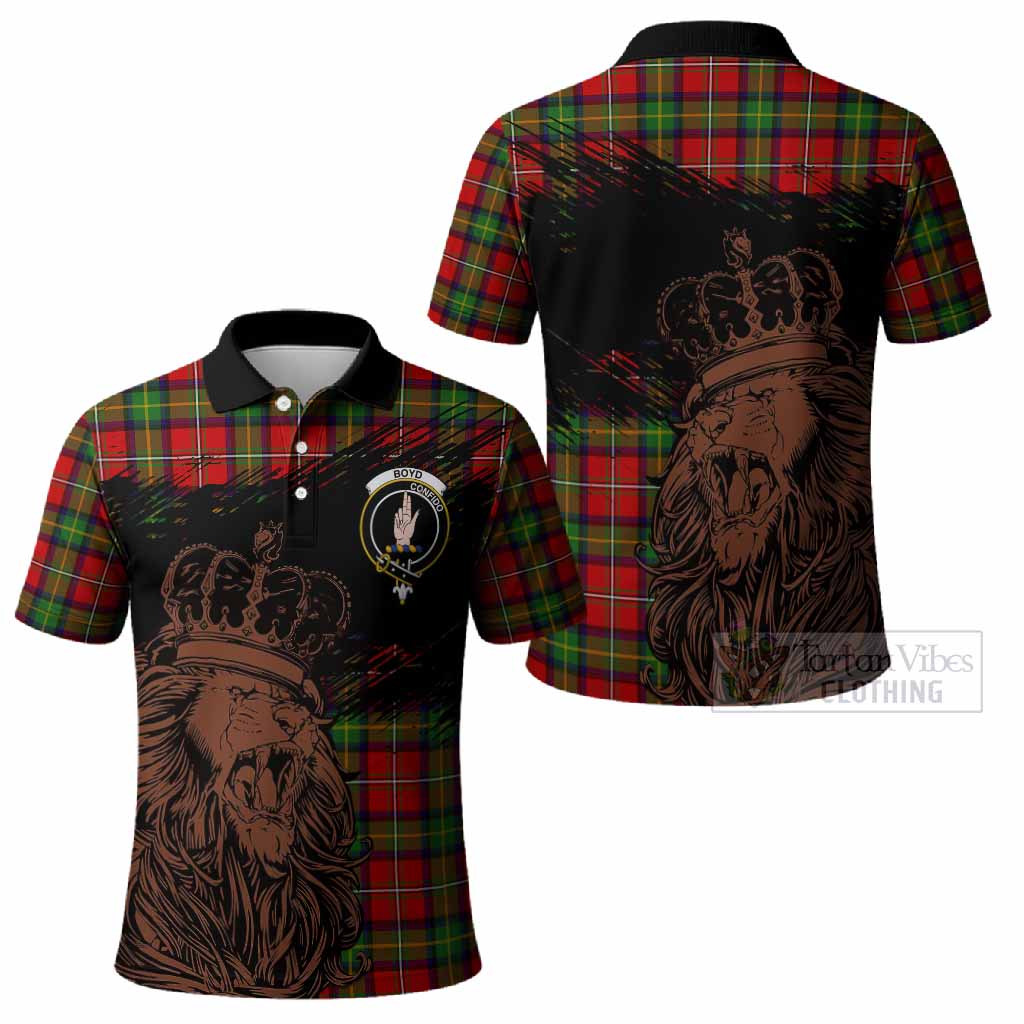 Boyd Tartan Crest Polo Shirt Crowned Lion Heritage Style