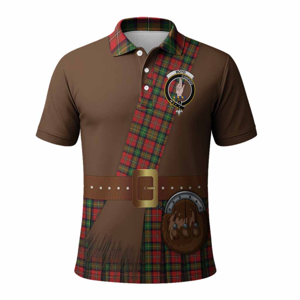 Boyd Tartan Crest Polo Shirt Kilt Costume Style
