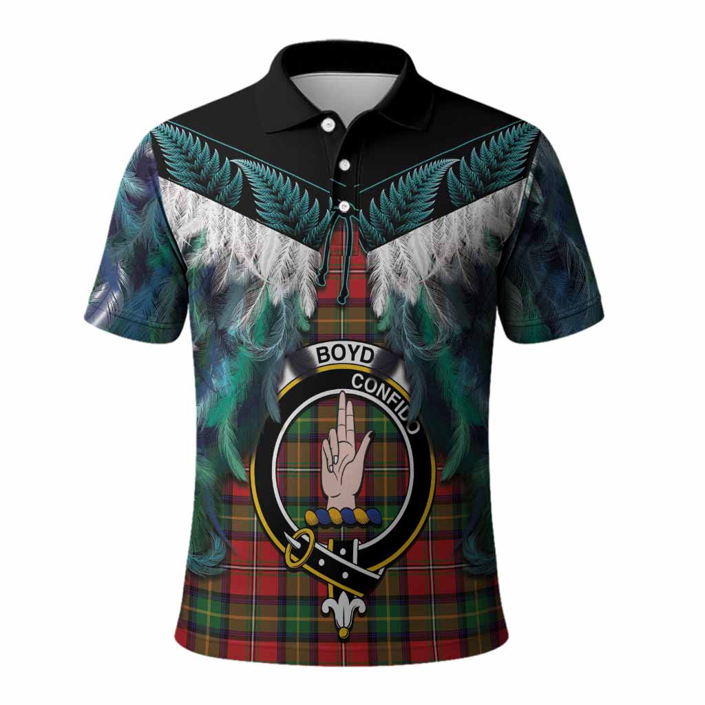 Boyd Tartan Crest Polo Shirt New Zealand Maori Korowai Cloak