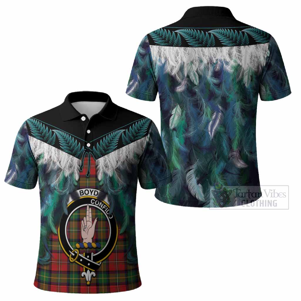 Boyd Tartan Crest Polo Shirt New Zealand Maori Korowai Cloak