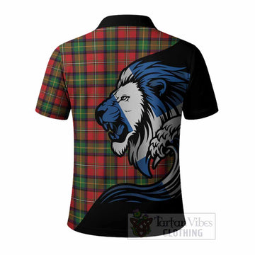 Boyd Tartan Crest Polo Shirt Scottish Golden Lions Wave Flow