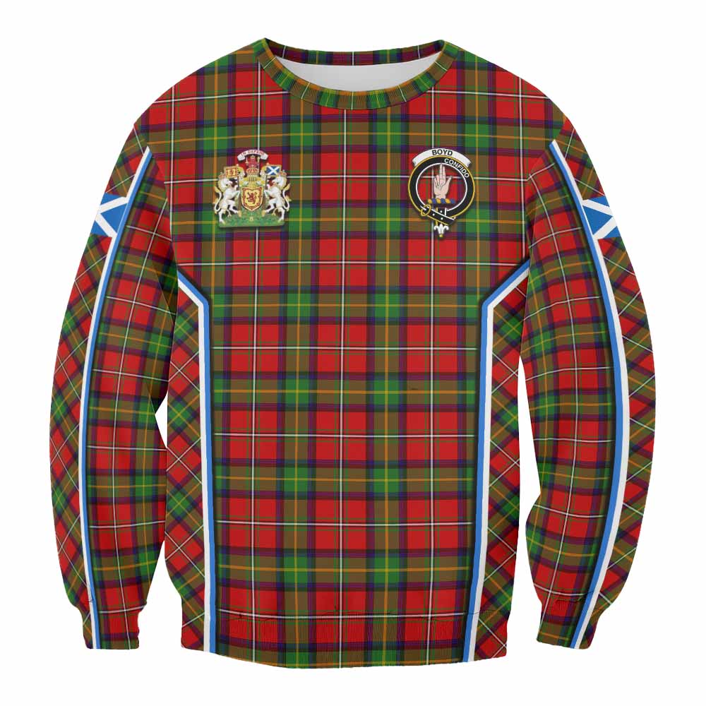 Boyd Tartan Crest Sweatshirt Scotland Coat of Arm Flag Style - Tartan Vibes Clothing