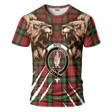 Boyd Tartan Crest T-Shirt Ferocious Lion Style