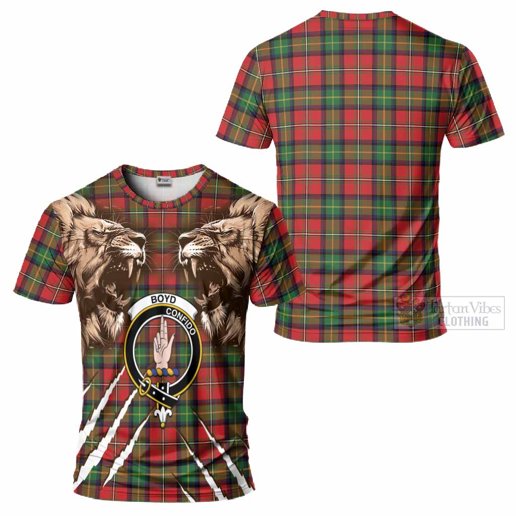 Boyd Tartan Crest T-Shirt Ferocious Lion Style