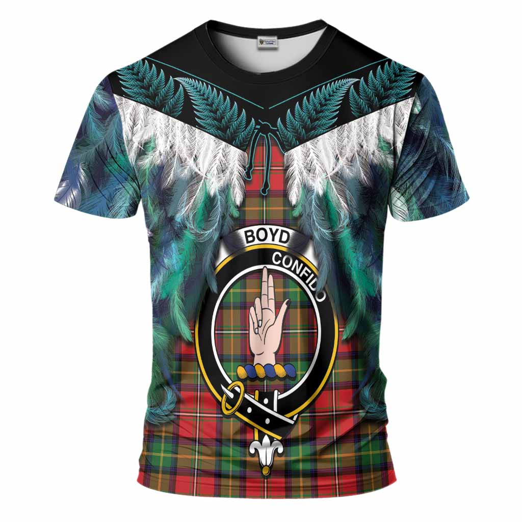 Boyd Tartan Crest T-Shirt New Zealand Maori Korowai Cloak