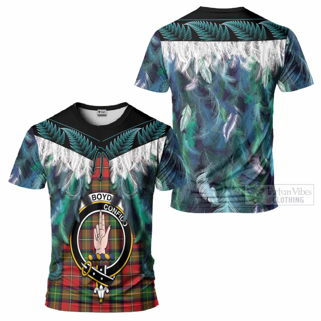 Boyd Tartan Crest T-Shirt New Zealand Maori Korowai Cloak