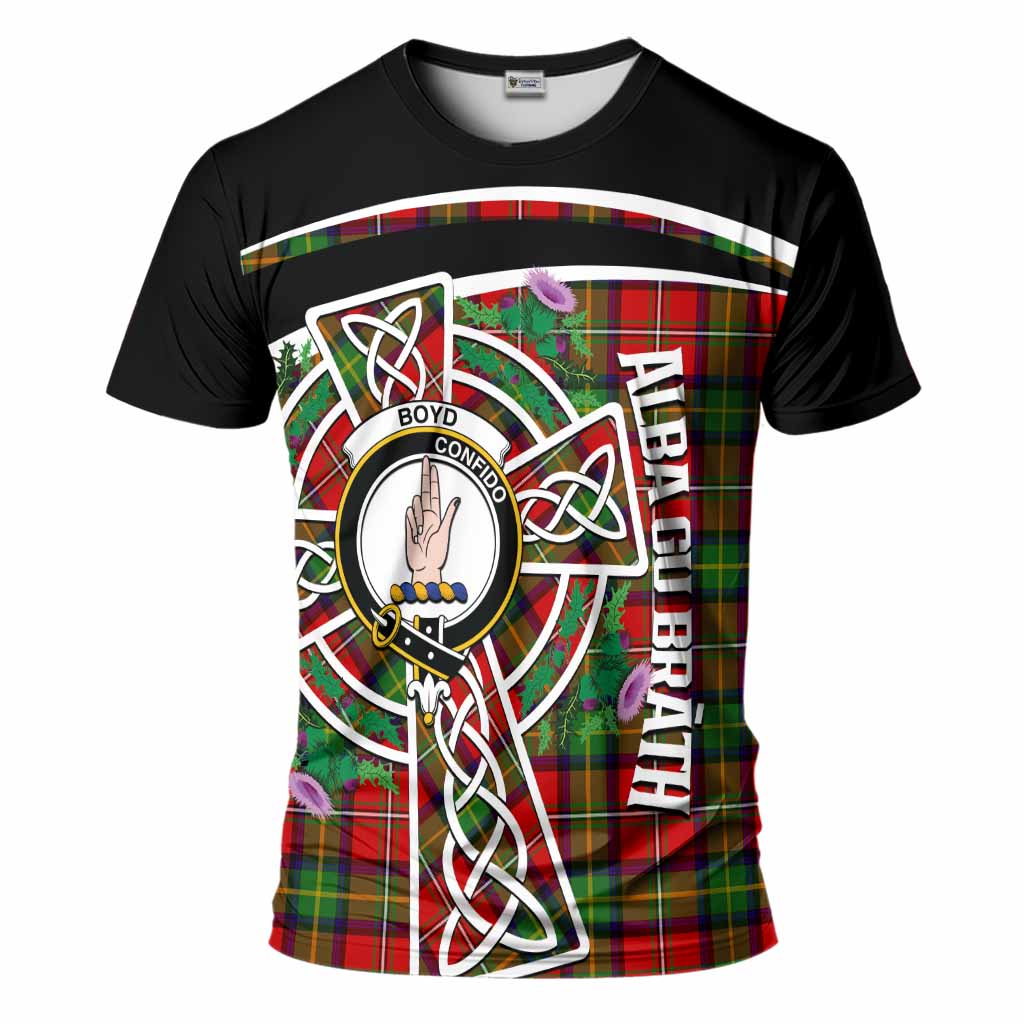 Boyd Tartan Crest T-Shirt Scottish Thistle Celtic Cross Alba Gu Brath