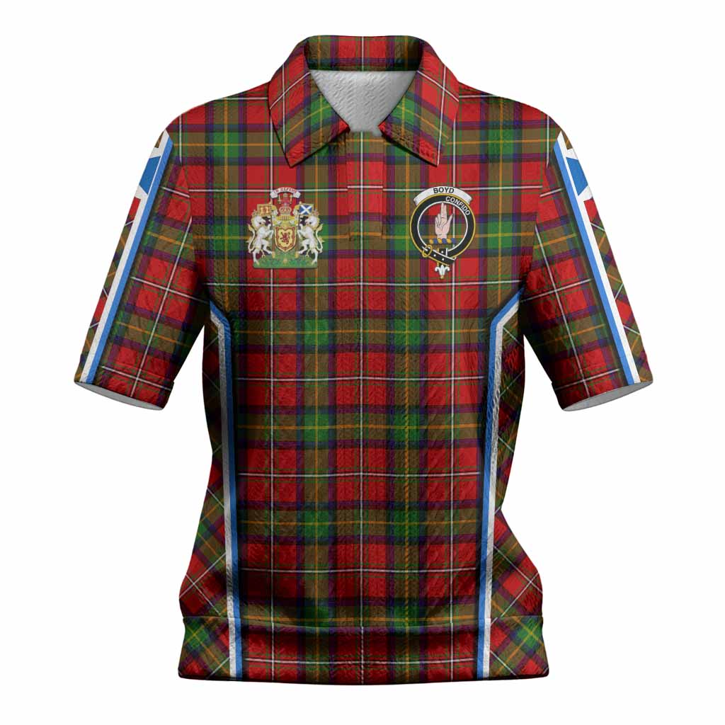 Boyd Tartan Crest Women’s Polo Sweater Top Scotland Coat of Arm Flag Style