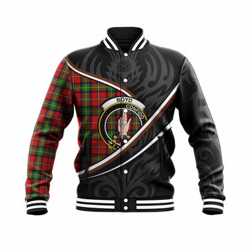 Boyd Tartan Family Crest Baseball Jacket Celtic Scottish Thistle Floral - Tartan Vibes Clothing
