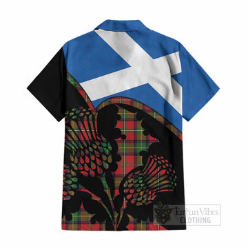 Boyd Tartan Family Crest Cotton Hawaiian Shirt Scotland Thistle Floral Flag Style