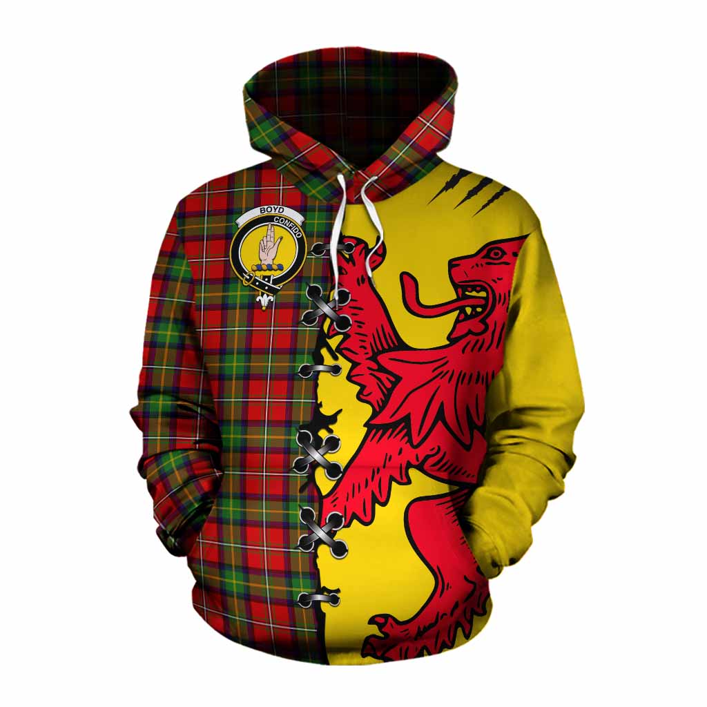Boyd Tartan Family Crest Cotton Hoodie Lion Rampant Honor - Tartan Vibes Clothing