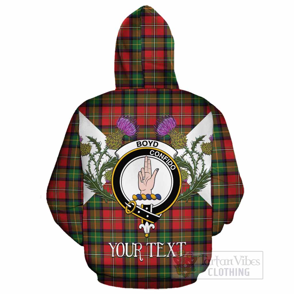Boyd Tartan Family Crest Cotton Hoodie Scottish Burns Night Thistle Floral