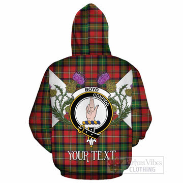 Boyd Tartan Family Crest Cotton Hoodie Scottish Burns Night Thistle Floral