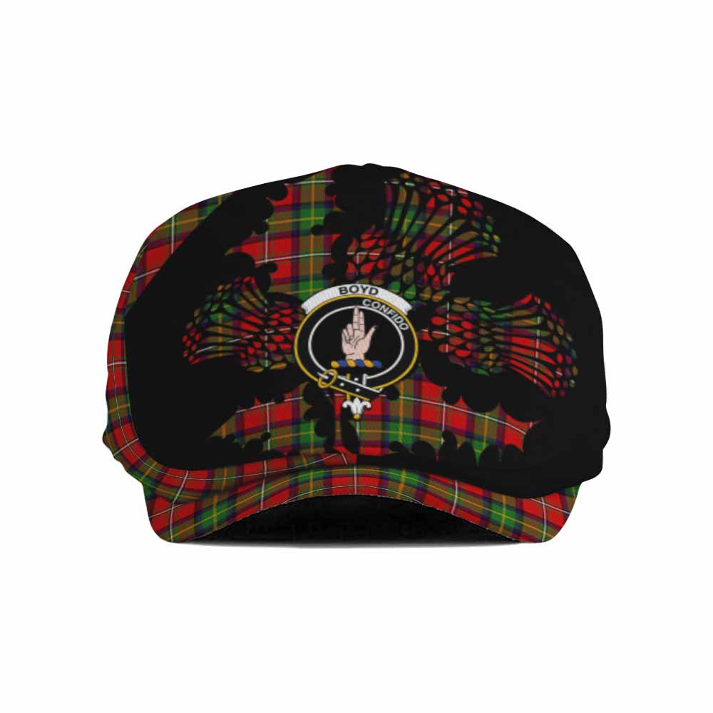 Boyd Tartan Family Crest Flat Cap, Jeff Cap Scotland Thistle Floral