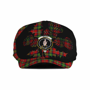 Boyd Tartan Family Crest Flat Cap, Jeff Cap Scotland Thistle Floral