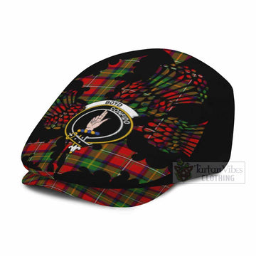 Boyd Tartan Family Crest Flat Cap, Jeff Cap Scotland Thistle Floral