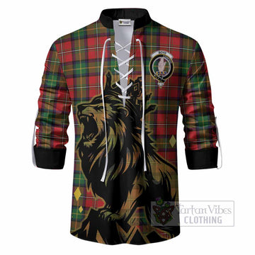 Boyd Tartan Family Crest Ghillie Shirt Crowned Lion Roaring