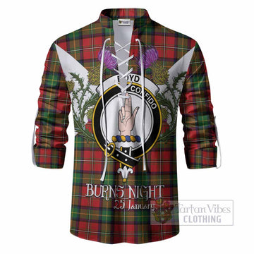 Boyd Tartan Family Crest Ghillie Shirt Scottish Burns Night Thistle Floral