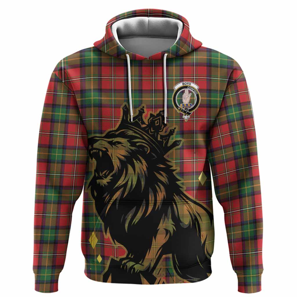 Boyd Tartan Family Crest Hoodie Crowned Lion Roaring