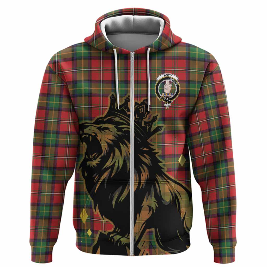 Boyd Tartan Family Crest Hoodie Crowned Lion Roaring