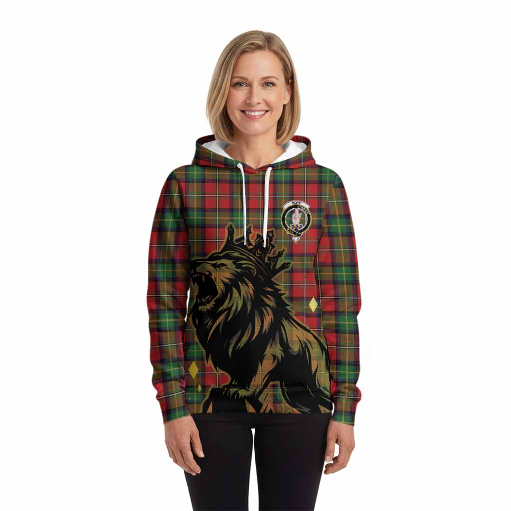 Boyd Tartan Family Crest Hoodie Crowned Lion Roaring