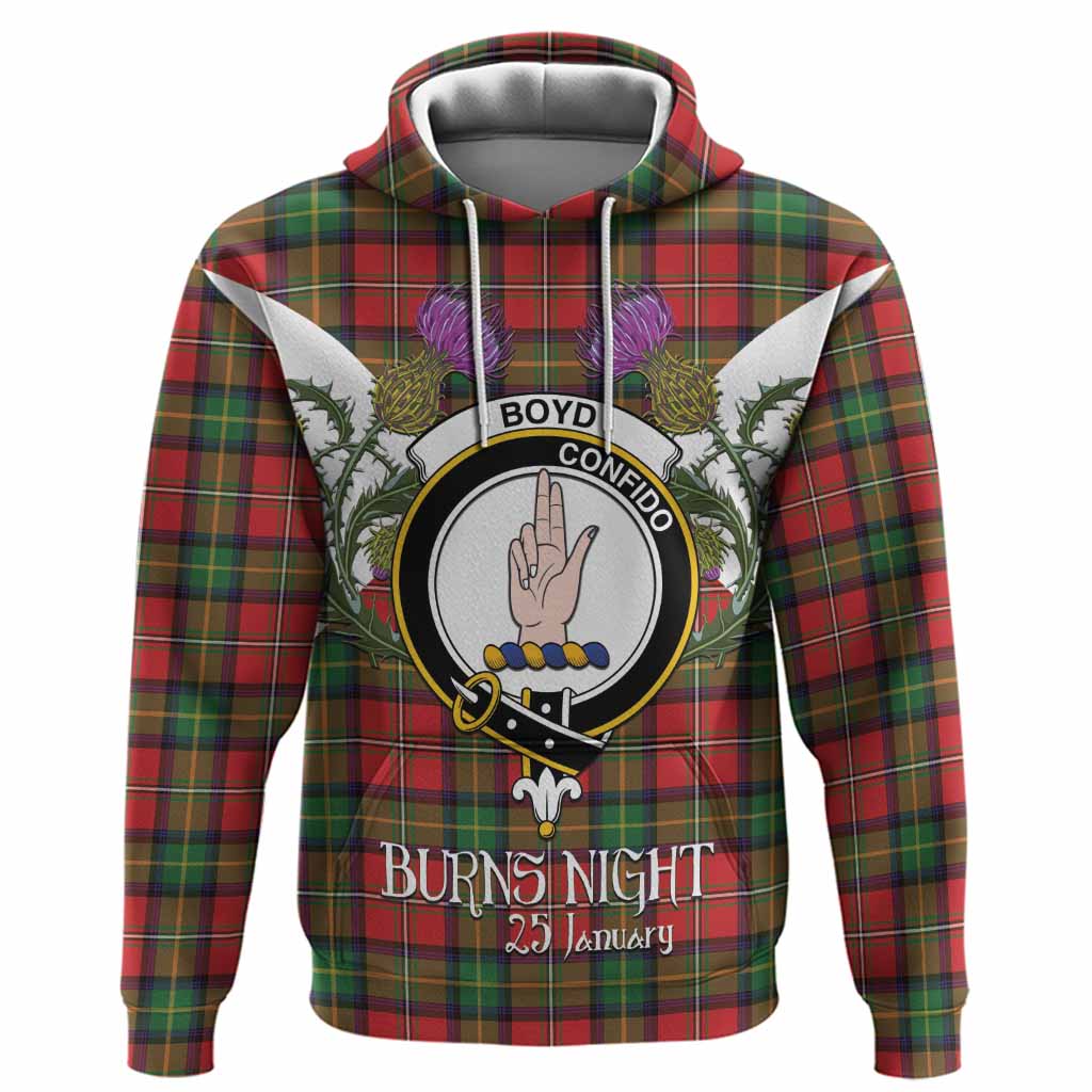 Boyd Tartan Family Crest Hoodie Scottish Burns Night Thistle Floral