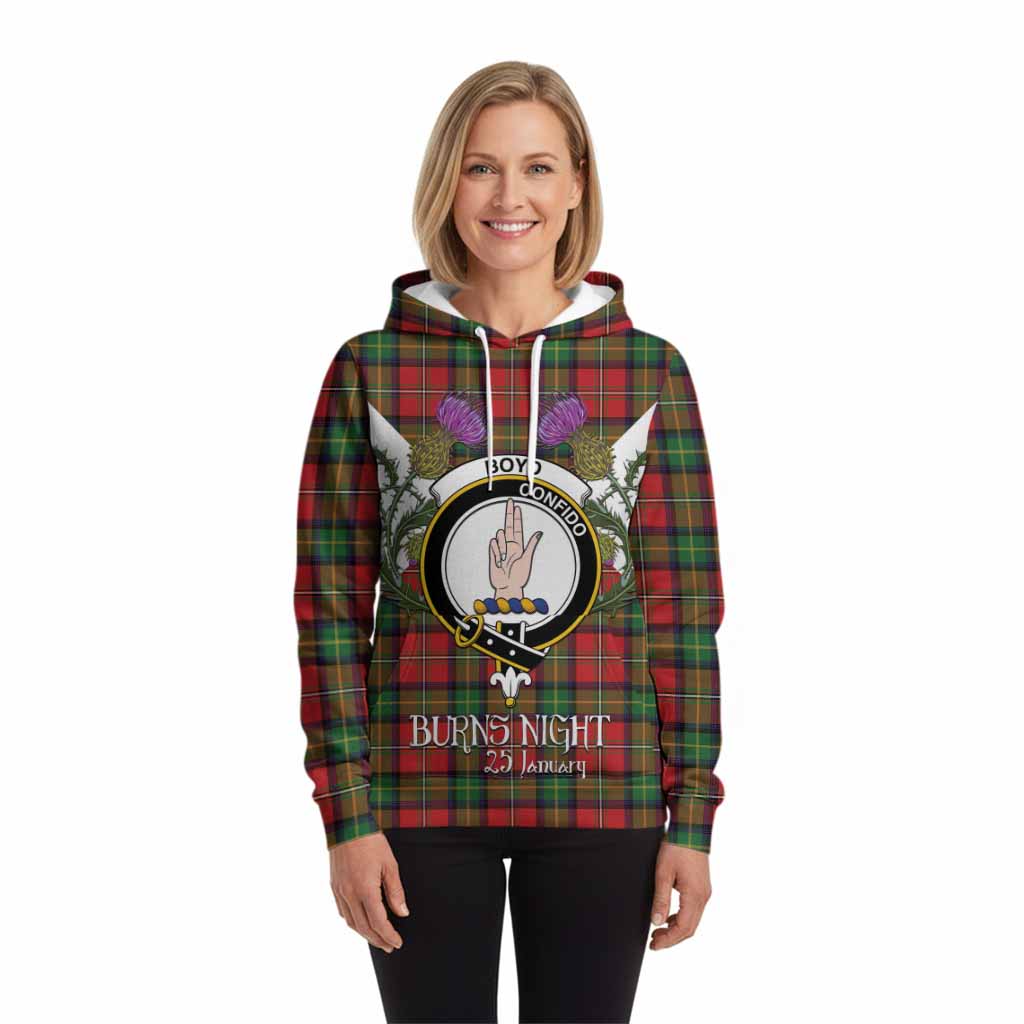 Boyd Tartan Family Crest Hoodie Scottish Burns Night Thistle Floral