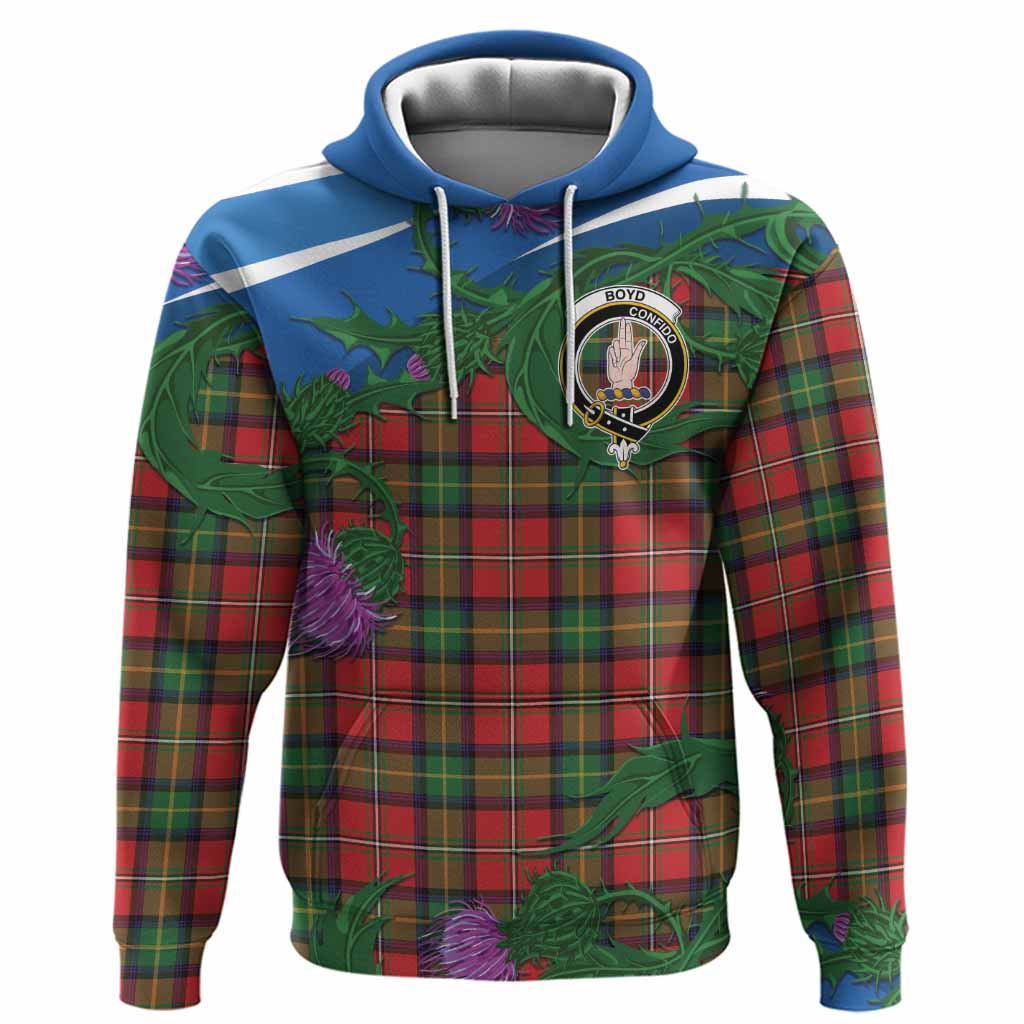 Boyd Tartan Family Crest Hoodie Thistle in Minimalism