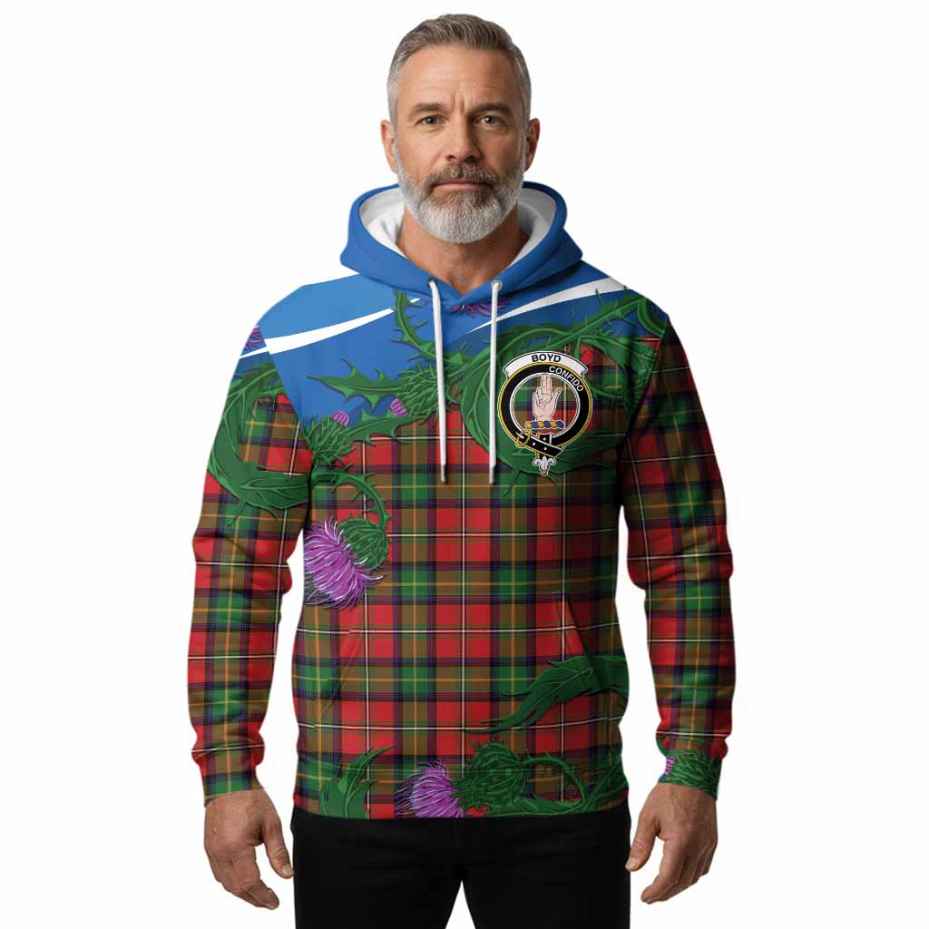 Boyd Tartan Family Crest Hoodie Thistle in Minimalism