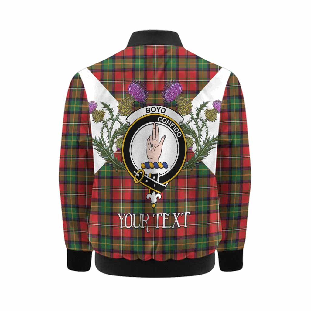 Boyd Tartan Family Crest Kid Bomber Jacket Scottish Burns Night Thistle Floral