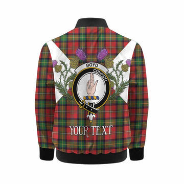 Boyd Tartan Family Crest Kid Bomber Jacket Scottish Burns Night Thistle Floral