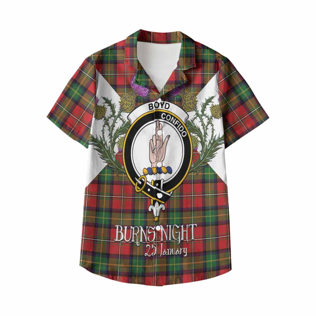 Boyd Tartan Family Crest Kid Hawaiian Shirt Scottish Burns Night Thistle Floral