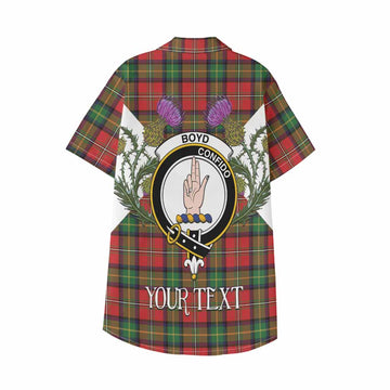Boyd Tartan Family Crest Kid Hawaiian Shirt Scottish Burns Night Thistle Floral