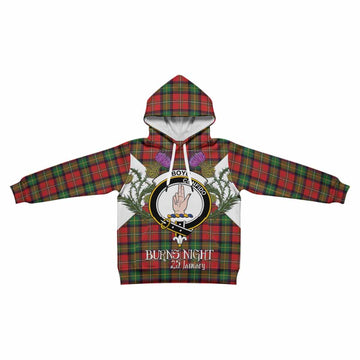 Boyd Tartan Family Crest Kid Hoodie Scottish Burns Night Thistle Floral