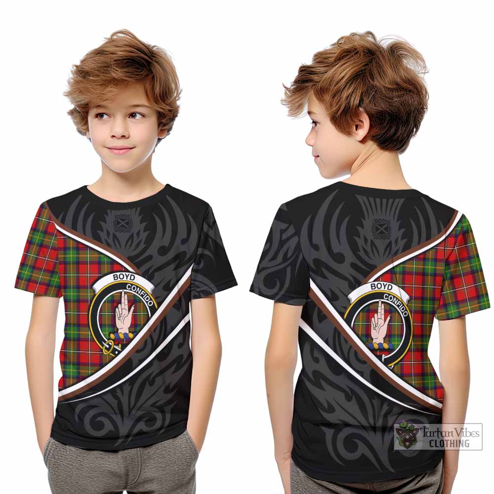 Boyd Tartan Family Crest Kid T-shirt Celtic Scottish Thistle Floral - Tartan Vibes Clothing