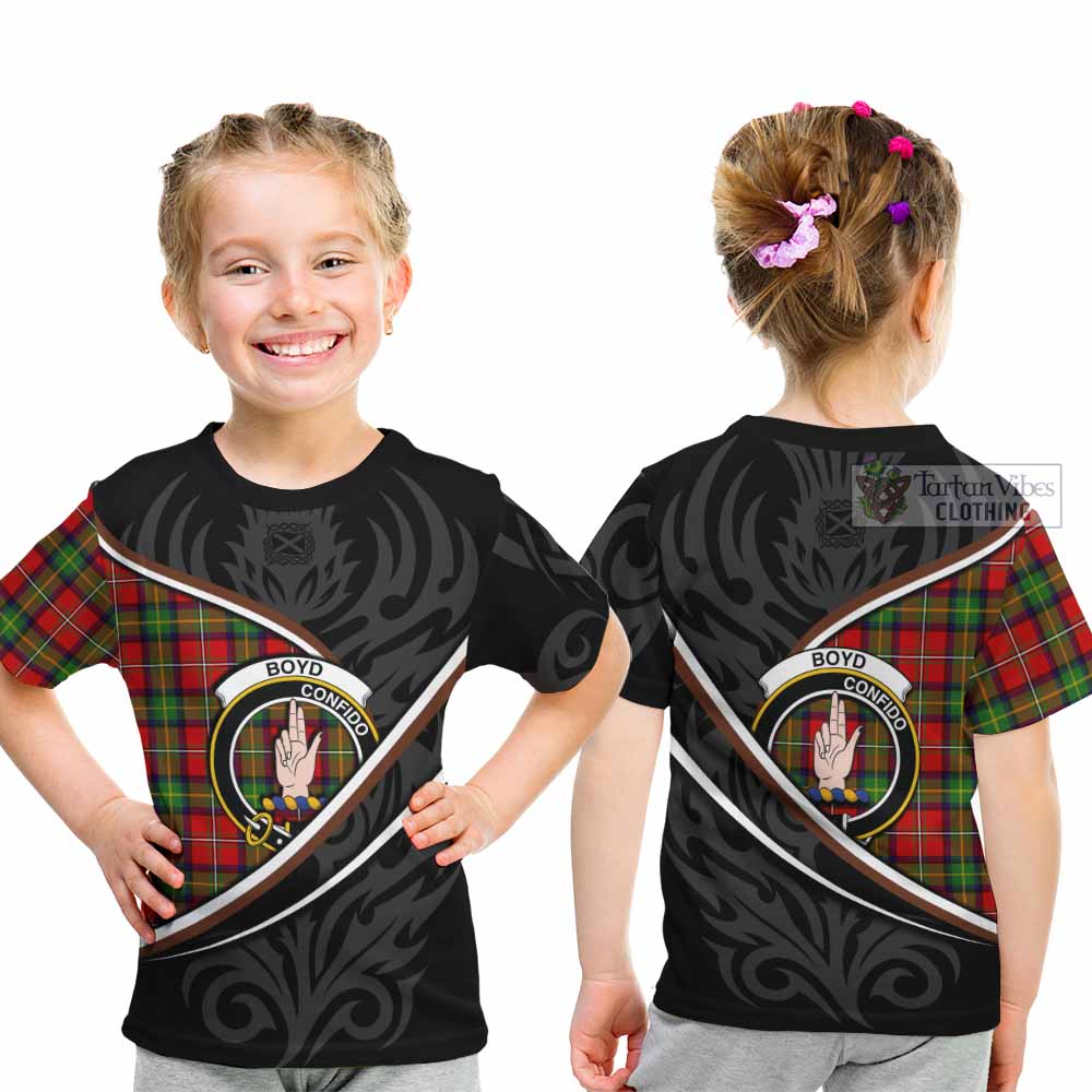 Boyd Tartan Family Crest Kid T-shirt Celtic Scottish Thistle Floral - Tartan Vibes Clothing