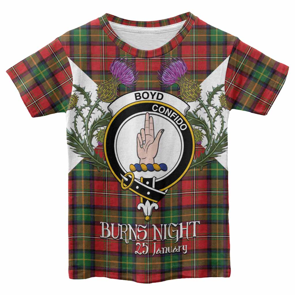 Boyd Tartan Family Crest Kid T-shirt Scottish Burns Night Thistle Floral