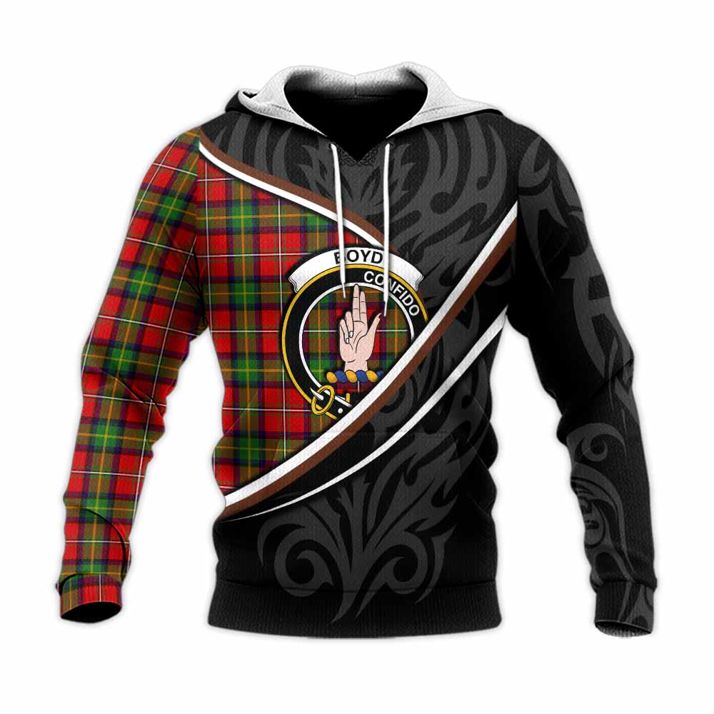 Boyd Tartan Family Crest Knitted Hoodie Celtic Scottish Thistle Floral - Tartan Vibes Clothing