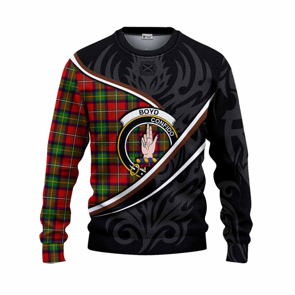 Boyd Tartan Family Crest Knitted Sweater Celtic Scottish Thistle Floral - Tartan Vibes Clothing