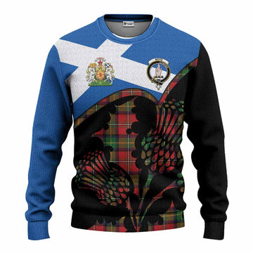 Boyd Tartan Family Crest Knitted Sweater Scotland Thistle Floral Flag Style