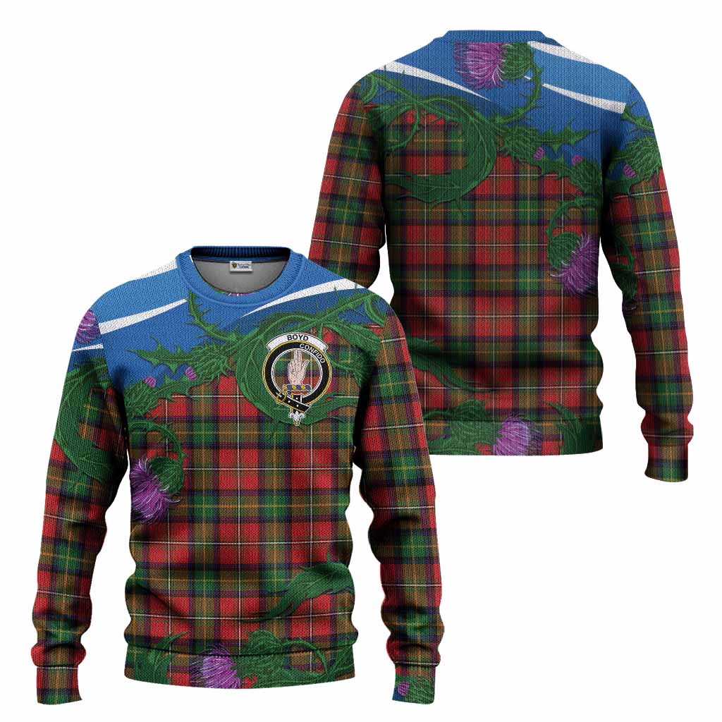 Boyd Tartan Family Crest Knitted Sweater Thistle in Minimalism