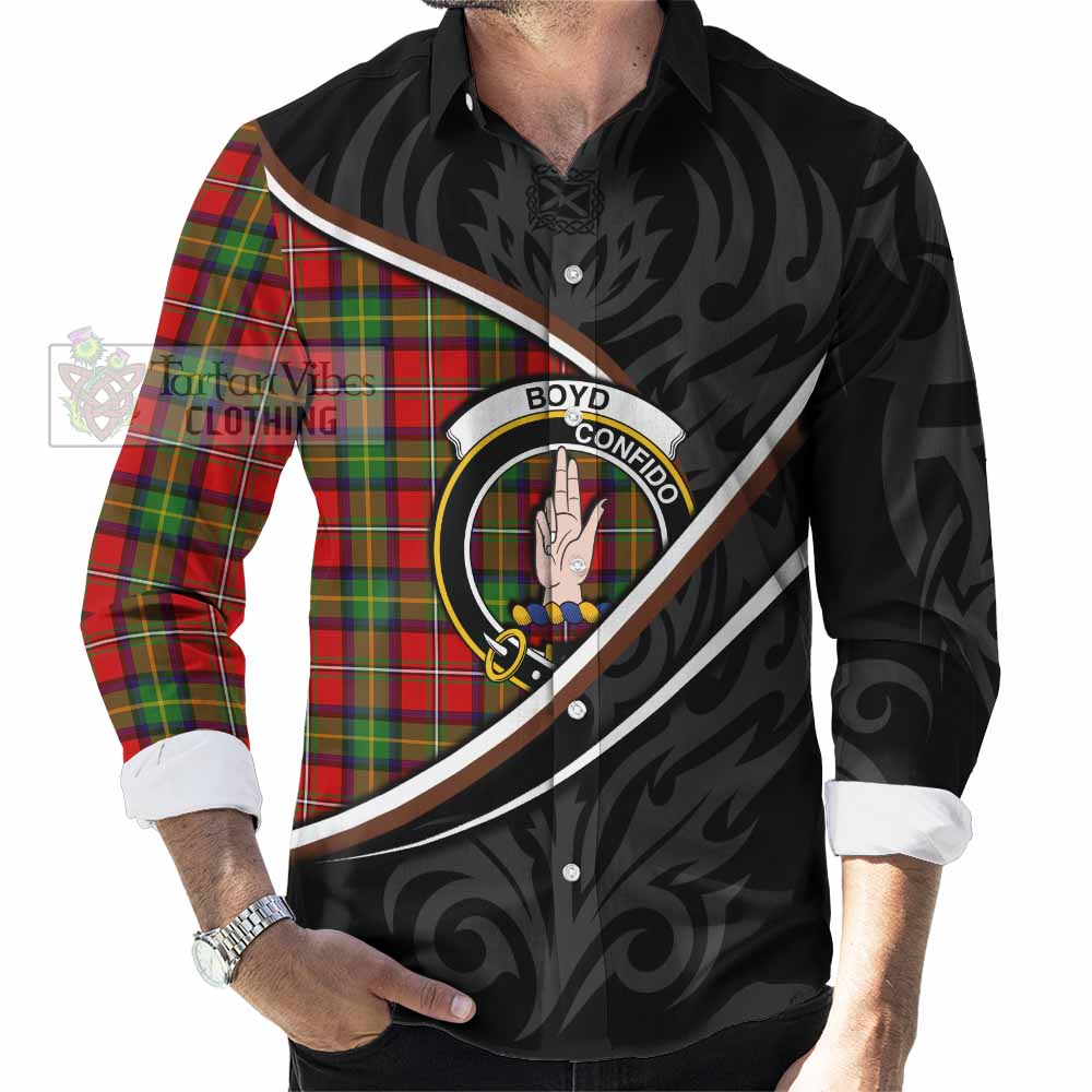 Boyd Tartan Family Crest Long Sleeve Button Shirts Celtic Scottish Thistle Floral - Tartan Vibes Clothing
