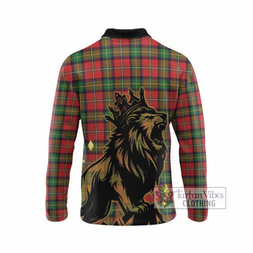 Boyd Tartan Family Crest Long Sleeve Polo Shirt Crowned Lion Roaring
