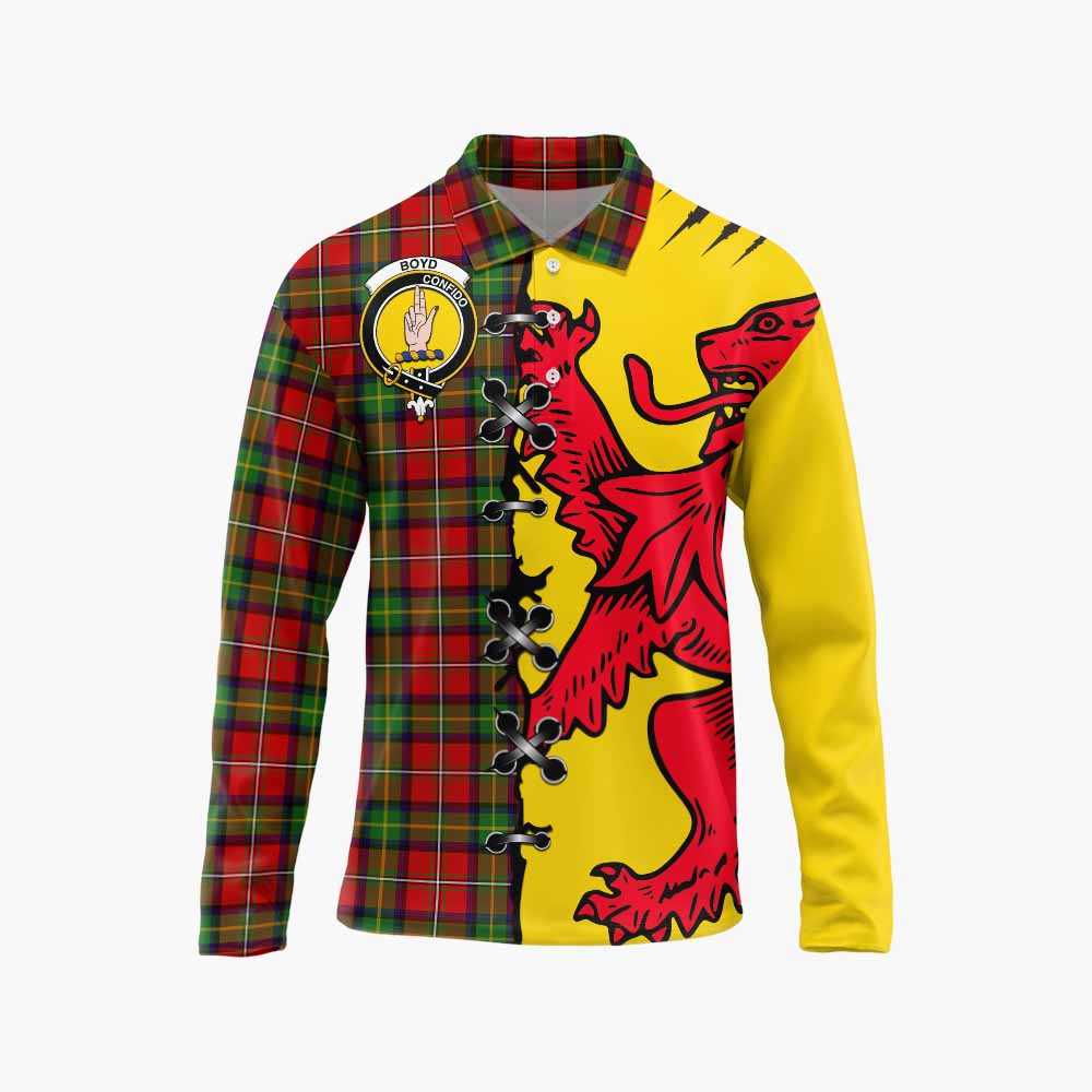Boyd Tartan Family Crest Long Sleeve Polo Shirt Lion Rampant Honor - Tartan Vibes Clothing